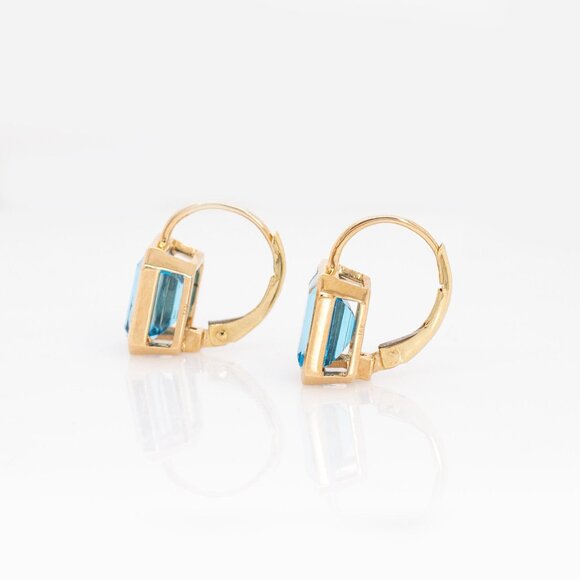 Brazilian Sky Blue Topaz Earrings in 14K Solid Gold | Fine Jewelry - Picture 7 of 8